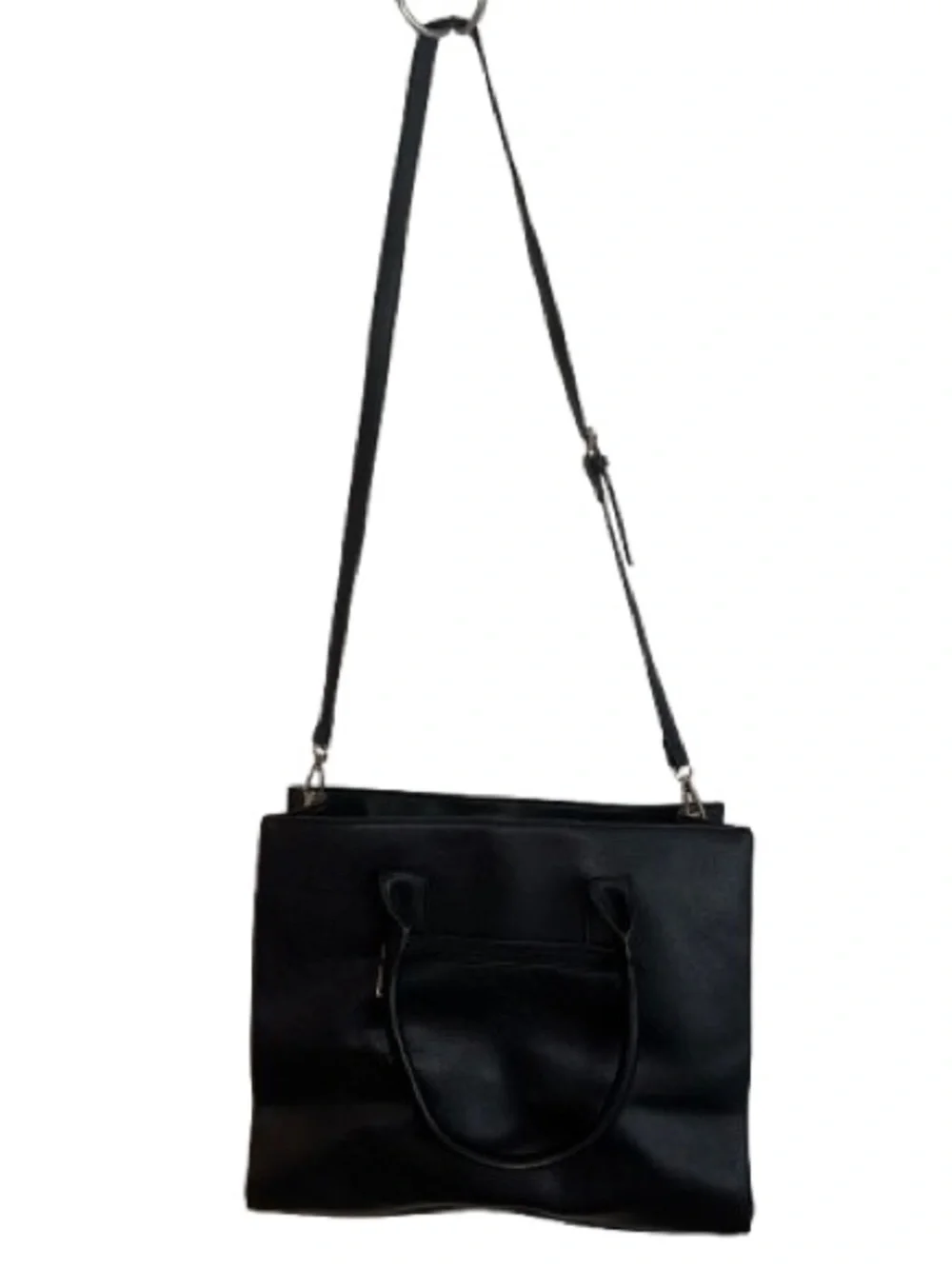 Carlos by Carlos Santana Black Leather Laptop Tote with Removable Strap